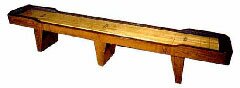 The 16' model features 3 leg pedestals for solid support and stability. The playing surface is laminated maple block with a special multi-coat finish and mesures 3