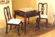 Manchester - Cherry wood finish - 6 in 1 game table, Monopoly, Scrable, Chess, Checkers, Backgammon and wood top. Includes game pieces. 31" X 31" X 30" H with a 38 ?" chair back and 16" seat height. 